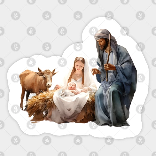 Watercolor Nativity Scene Sticker by nomanians